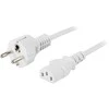 Įžemintas įtaiso kabelis DELTACO CEE 7/7 to IEC 60320 C13, max 250V / 10A, 2m, baltas / DEL-109MV