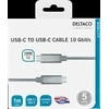USB-C kabelis DELTACO 1m, SuperSpeed , pintas, USB 3.1 Gen 2, 10 Gbps, 100W, sidabrinė / USBC-1417M