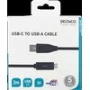 USB-C į USB-A kabelį, 2 m, 3A, USB 2.0, juoda DELTACO / USBC-1006M