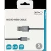 USB sinchronizavimo / įkrovimo kabelis, pintas, USB-A ma - USB Micro B ma, 2m, 2.4A, USB 2.0 DELTACO juodas / MICRO-113F