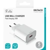 USB sieninis įkroviklis DELTACO 1x USB-A, greitas įkrovimas 18 W, baltas / USB-AC182