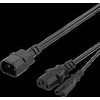 Y-Splitter maitinimo laidas nuo C14 iki C13 + C7, 0,5 DELTACO juodas / DEL-109YA