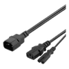 Y-Splitter maitinimo laidas nuo C14 iki C13 + C7, 0,5 DELTACO juodas / DEL-109YA