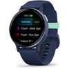 Išmanusis laikrodis Garmin vívoactive® 5 Mėlynos metalo spalvos aliuminio apvadas su mėlynu korpusu ir silikoniniu dirželiu