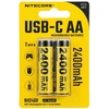 Nitecore NH2400 2400mAh USB-C įkraunamos AA baterijos, 2 vnt.