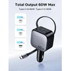 UGREEN Nexode 60W automobilinis įkroviklis su ištraukiamu USB-C laidu