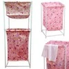 Laundry basket double shelf linen clothes basket