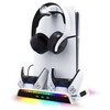 iPega P5S006 daugiafunkcis įkrovimo RGB stovas su aušinimu, skirtas PS5 Slim Baltas