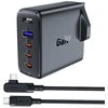 Acefast Fast įkroviklis GaN UK 100W Power Delivery 3x USB C 1x USB – juodos spalvos
