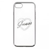 Guess GUHCP7TRHS „iPhone 7“ širdelės formos sidabrinis kietas dėklas su parašu