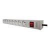 Assmann Electronic ASM A-19-STRIP-2-IMP PDU išleidimo juosta 19 RACK 8xType E, 1,8 m laidas su Schuko, įjungimas/išjungimas, aliuminio