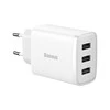 Baseus kompaktiškas greitas įkroviklis, 3x USB, 17W - baltas