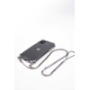 Dėklas Evelatus Apple iPhone 11 Pro Silicone Transparent with Necklace TPU Strap Sidabrinis