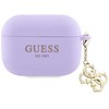 Dėklas Guess - Airpods 3 Case Silicone Classic Logo Gold With 4G Charm Violetinė