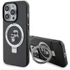 Karl Lagerfeld KLHMP15LHMRSKCK Apple iPhone 15 Pro 6.1″ juodos spalvos kietas dėklas Ring Stand Karl&Choupettte Ma