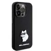 Apple iPhone 15 Pro Karl Lagerfeld silikoninis dėklas Choupette Metal Pin (KLHCP15LSMHCNPK) juodos spalvos