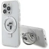 Karl Lagerfeld dėklas, skirtas iPhone 15 Pro 6,1 KLHMP15LHMRSKCH baltos spalvos HC MAGSAFE RINGSTAND KC