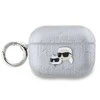 Karl Lagerfeld PU Embossed Karl and Choupette Heads dėklas ausinėms AirPods Pro 2 sidabrinės spalvos