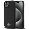 Lacoste Liquid Silicone Microfiber Croc Logo MagSafe dėklas skirtas Apple iPhone 15 juodos spalvos