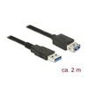 DELOCK ilgintuvas USB 3.0 tipo A kištukinis > USB 3.0 Type-A moteriškas 2.0 m juodas