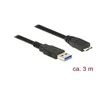 DELOCK Cable USB 3.0 Type-A male > USB 3.0 Type Micro-B male 3.0 m juodas