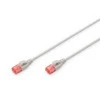 Digitus CAT 6 U-UTP Plonas pataiso laidas | Patch laidas | Skaidri raudonos spalvos jungtis, leidžianti lengvai atpažinti 6 kategoriją (250 MHz). Vidiniai laidininkai: varis (Cu) | Pilkas | 2 m | Modulinis RJ45 (8/8) kištukas