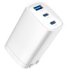 Evelatus 65W GaN ātrā lādētāja 2× USB-C + USB-A CN spraudnis PD/QC daudzportu izeja baltā krāsā