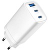 Evelatus 65W Max Fast Charger EU USB-C1/USB-C1/USB-A Baltas