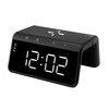 Evelatus WCC01BK 2in1 Lielais Ciparu Signāla Pulkstenis ar 10 W bezvadu lādētāju un RGB krāsu lampu melnā krāsā