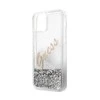 Apple iPhone 12 Pro Max Guess dėklas Glitter Vintage Script (GUHCP12LGLVSSI) sidabrinės spalvos