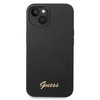 Dėklas Guess Liquid Silicone Metal Logo Case skirtas iPhone 14, juodas