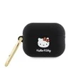 Apple AirPods Pro 2 Hello Kitty Silicone 3D Kitty Head (HKAP23DKHSK) ausinių dėklas juodos spalvos