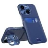 Hurtel Leather Apple iPhone 14 card wallet su stoveliu dėklas telefonui mėlynos spalvos
