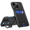 Hurtel Leather Apple iPhone 14 card wallet su stoveliu dėklas telefonui juodos spalvos