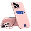 Hurtel Leather Apple iPhone 14 Pro Card Wallet Stand dėklas telefonui rožinės spalvos