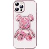 iLike Apple iPhone 14 Pro Silikoninis dėklas Print Desire Bear Rožinė