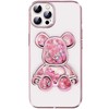 iLike Apple iPhone 14 Pro Silikoninis dėklas Print Desire Bear Rožinė