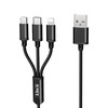 iLike CCI02 Pīta auduma izturīgs USB 3in1 Kabelis ar USB uz Micro USB / Lightning / Type-C 1m Melns