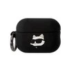 Apple AirPods Pro 2 Karl Lagerfeld silikoninis Choupette Head 3D ausinių dėklas juodos spalvos