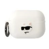 Apple AirPods Pro 2 Karl Lagerfeld silikoninis Choupette Head 3D ausinių dėklas baltos spalvos