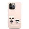 Apple iPhone 13 Pro Karl Lagerfeld dėklas Silicone Karl &amp; Choupette (KLHCP13LSSKCI) light rožinės spalvos