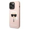 Karl Lagerfeld Liquid Silikoninis dėklas skirtas iPhone 14 Pro, rožinis