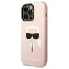 Karl Lagerfeld dėklas, skirtas iPhone 14 Pro Max 6,7 KLHCP14XSLKHBK rožinės spalvos HC Silicone Karl's Head
