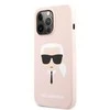 Apple iPhone 13 Pro Karl Lagerfeld dėklas Silicone Karl`s Head (KLHCP13LSLKHLP) light rožinės spalvos