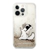 Karl Lagerfeld dėklas, skirtas iPhone 13 Pro Max 6,7 KLHCP13XGCFD auksinis Liquid Glitter Choupette Fun