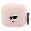 Apple AirPods 3 Karl Lagerfeld silikoninis Choupette Head 3D light ausinių dėklas rožinės spalvos