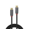 USB Kabelis - LINDY Anthra Line USB 3.2 Type C Laidas, M/M, 20Gbps, 100W PD, 0.5 m, Juodas