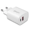 Įkroviklis - LINDY USB Type A ir C Įkroviklis, 100-240VAC, 20W, Baltas