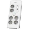 Sumuštinių keptuvas Philips Apsauga nuo viršįtampių SPN7060WA/58, 6 lizdai, 2 m maitinimo laidas, 1 x C tipo prievadas, maks. 15 W išvestis, 4 x A tipo jungtys, maks. 20 W išėjimas, 900 džaulių apsauga nuo viršįtampių