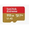 Atminties kortelė SANDISK Extreme Micro SDXC 512GB + SD adapteris + 1 metų „RescuePRO Deluxe“ iki 190 MB/s ir 130 MB/s skaitymo / rašymo greičių A2 C10 V30 UHS-I U3